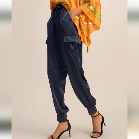 Nwt Joie silk navy blue pants - Picture 11 of 12